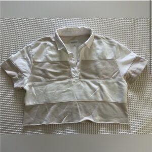 Cropped Rugby Polo Top in Off-White